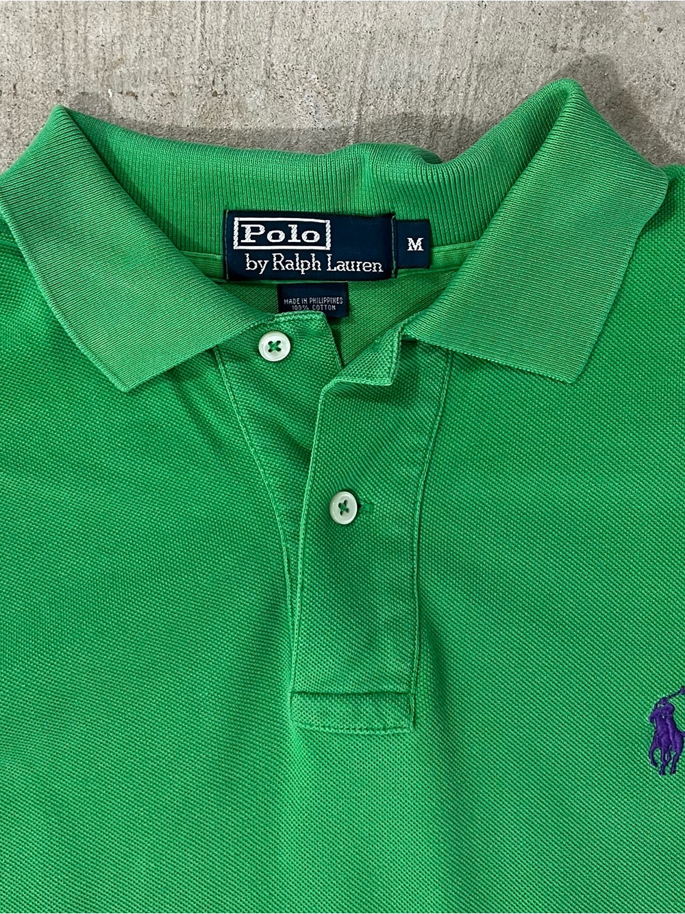 Vintage 90s Polo by Ralph Lauren Green Polo Shirt with Purple Pony